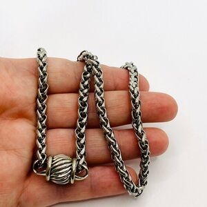Necklace Statement Silver Tone Magnetic Lock 16.5”